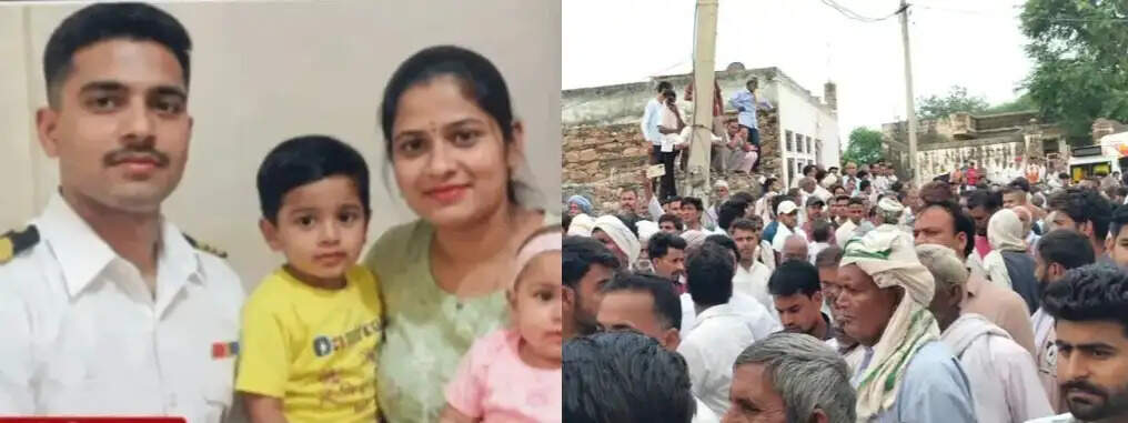 ककराना गांव पहुंचा नेवी जवान, पत्नी व दो बच्चों के शव