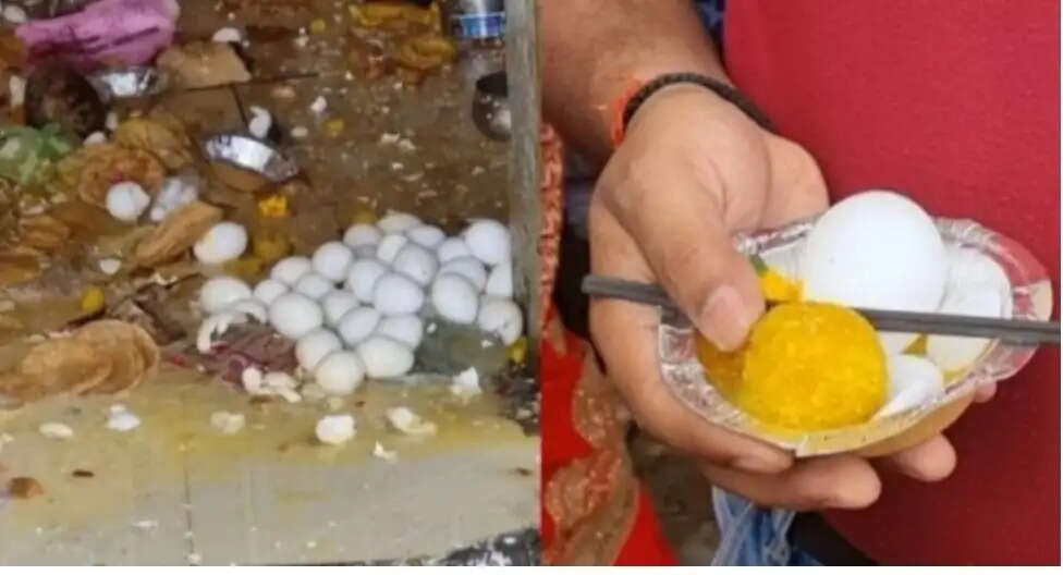फिरोजाबाद के इस मंदिर में फल-फूल नहीं बल्कि लड्डू पूड़ी संग अंडे से होती है पूजा
