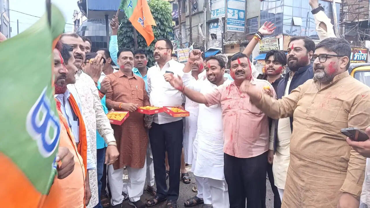 सारण के भाजपा कार्यकर्ताओं ने जीत पर उड़ाए गुलाल
