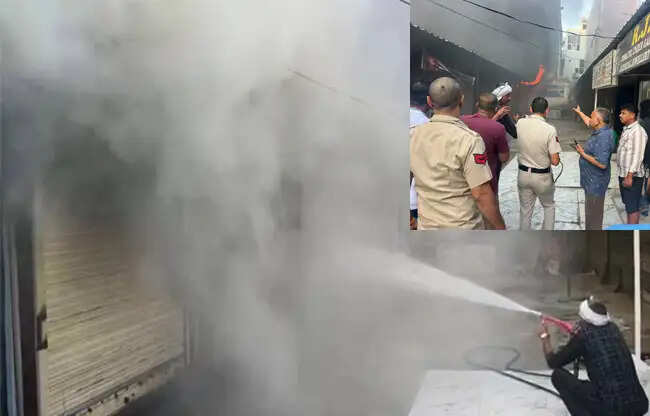 सोनीपत: शॉर्ट सर्किट से छह दुकानों में आग, मेयर ने लिया नुकसान का जायजा