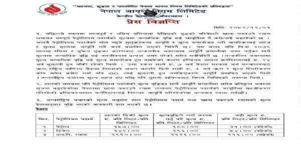 नेपाल में पेट्रोल डीजल और गैस सिलिंडर कीमतों में भारी वृद्धि