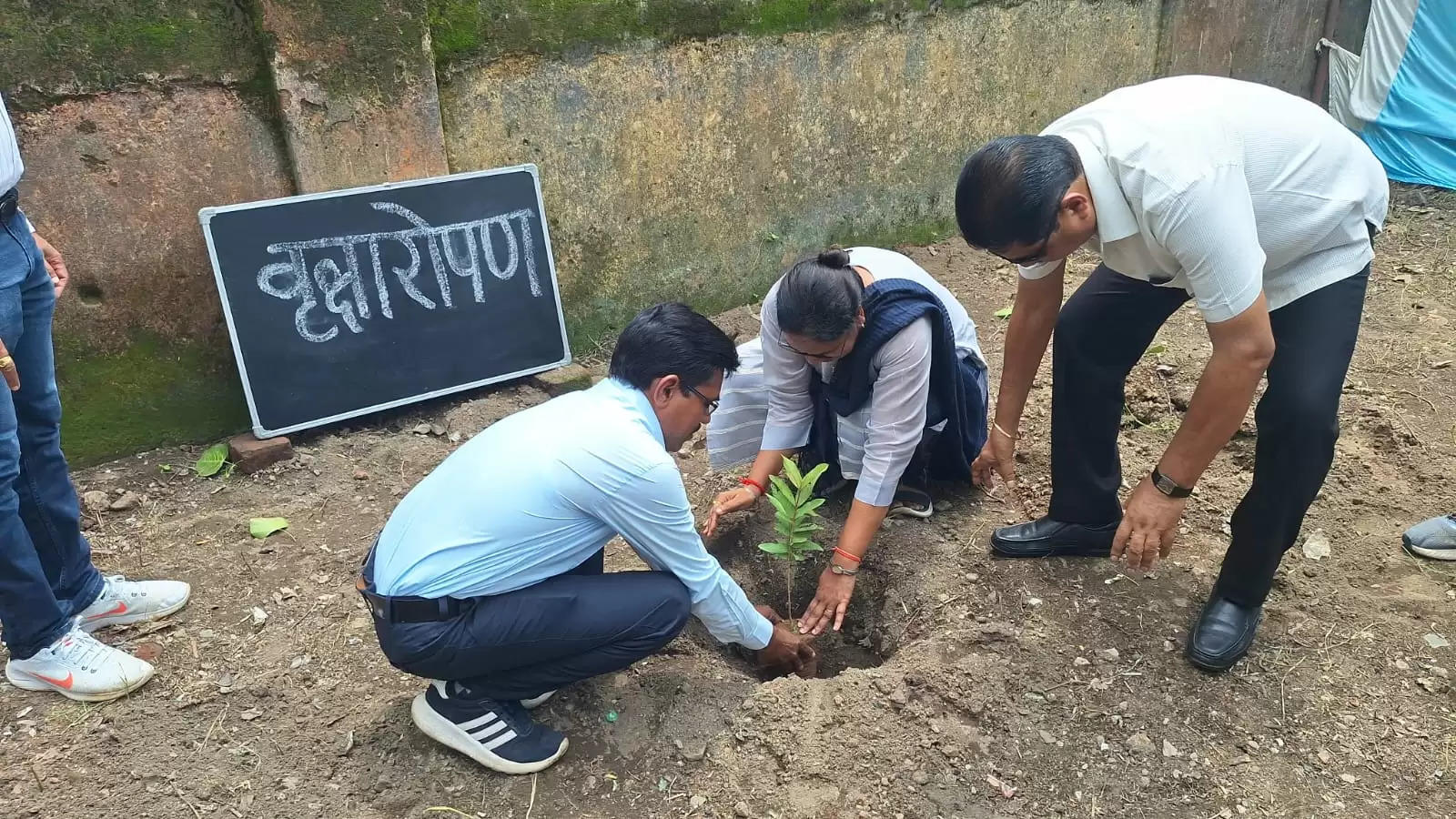 कोरबा : पंप हाउस कोरबा के आंगनबाड़ी केन्द्र में ’एक पेड़ माँ के नाम’ अभियान अंतर्गत किया गया पौधरोपण