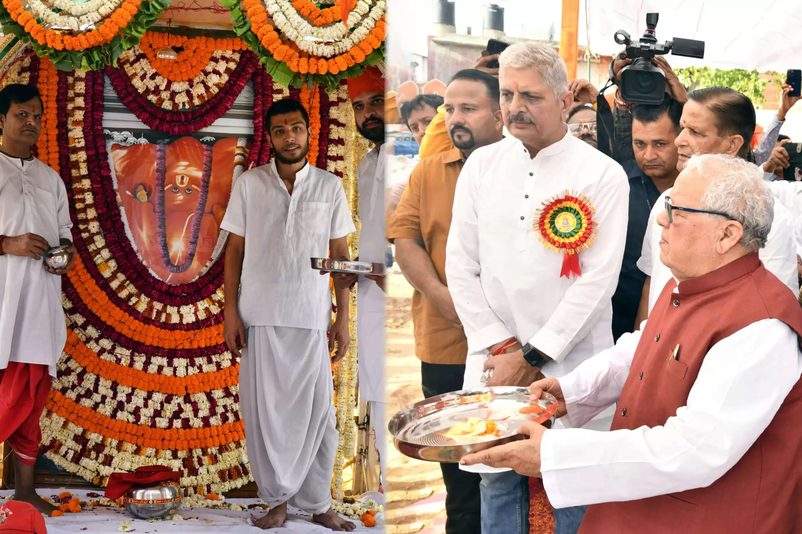 राज्यपाल मिश्र ने पूजा-अर्चना कर हनुमान जी की शोभायात्रा का किया शुभारंभ