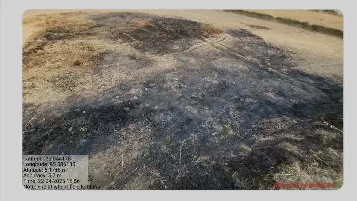 खलिहान में लगी आग, सैकड़ों बोझा गेहूं जलकर राख