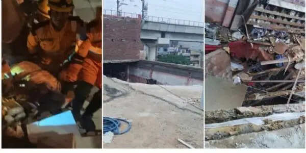 हार्डवेयर दुकान की छत गिरी ,एक की मौत, दो घायल