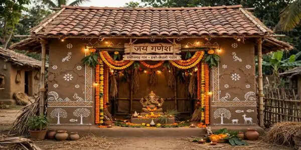 कोसमंदा के ठाकुरदिया चौक में सजेगा अनोखा गणेश पंडाल, शंख में विराजेंगे गोबर से बने गणेश