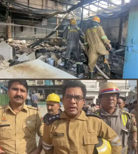 नोएडा के लेबर कैंप में आग लगने से मजदूरों का सामान जल कर खाक
