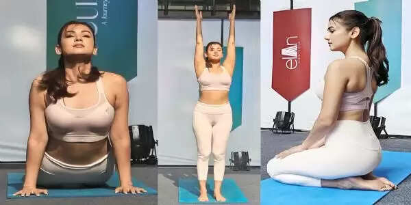 गुरुग्राम: अभिनेत्री सोनल चौहान ने एलान एपिक मॉल में ली योगा क्लास