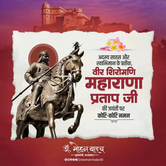 मुख्यमंत्री&nbsp;डाॅ&nbsp;यादव&nbsp;ने&nbsp;महाराणा प्रताप&nbsp;और&nbsp;गोपाल कृष्ण गोखले&nbsp;काे जयंती&nbsp;पर&nbsp;किया&nbsp;नमन