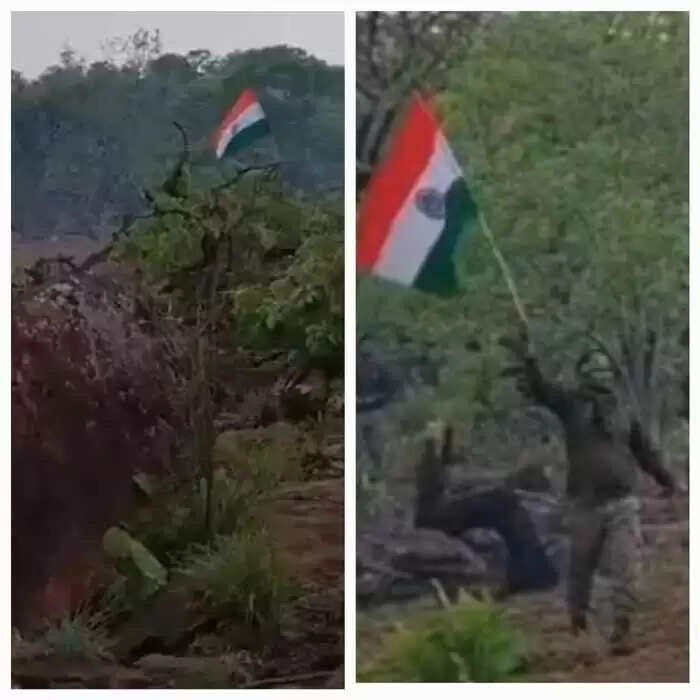 छत्तीसगढ़ के करेंगुट्टा की 5 हजार फीट उंचे पहाड़ी की चाेटी पर जवानाें ने फहराया तिरंगा