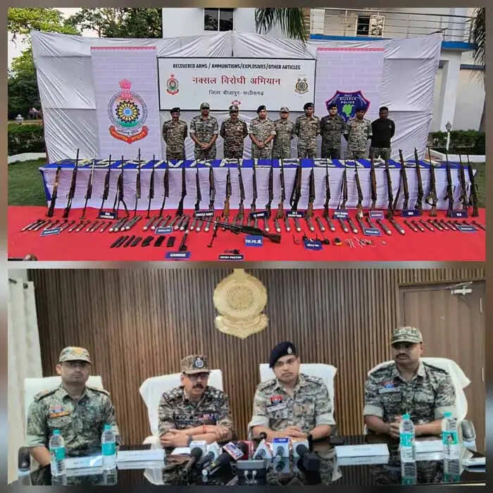 छत्तीसगढ़ के बीजापुर में नक्सली डंप से 65.52 लाख नकद, एलएमजी सहित 32 हथियार बरामद