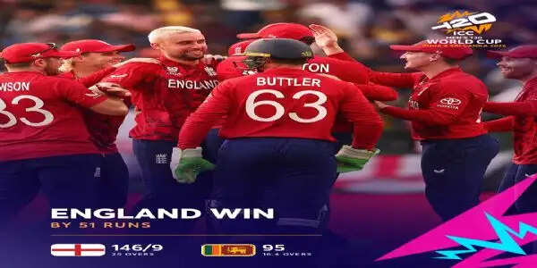 टी-20 विश्व कप : सुपर आठ मुकाबले में इंग्लैंड ने श्रीलंका को 51 रन से हराया