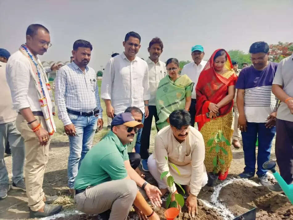 पीजी खेल मैदान में रोपे गए विभिन्न प्रजाति के 220 पौधे