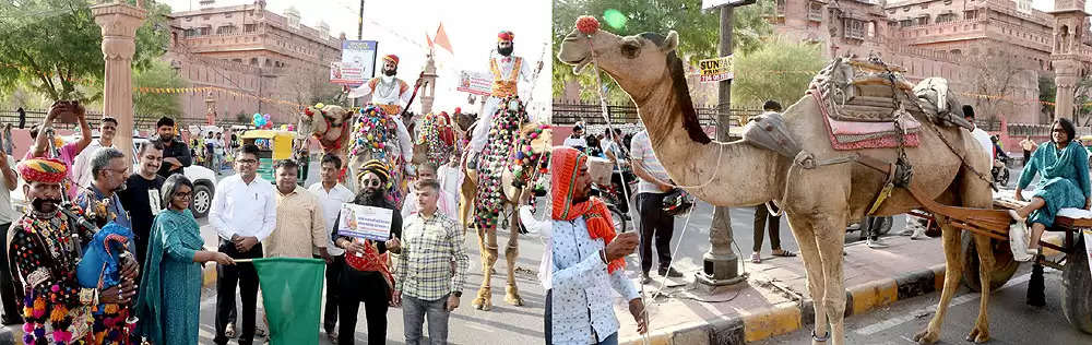 ऊंट गाड़े पर बैठ कलेक्टर नम्रता ने मतदान के लिए किया जागरूक