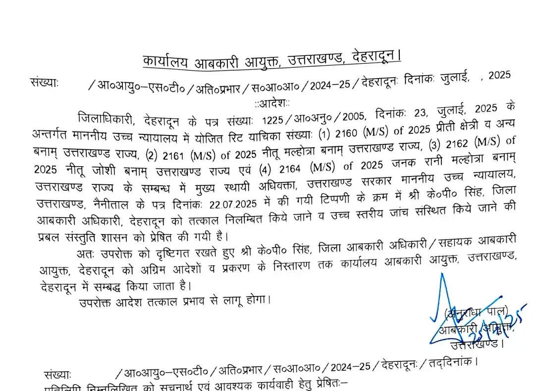शराब दुकानों की शिफ्टिंग मामले में केपी सिंह के निलंबन की संस्तुति