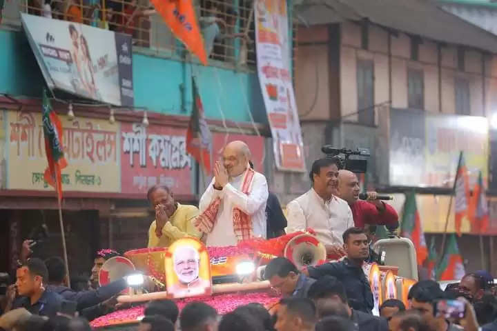 केन्द्रीय गृहमंत्री अमित शाह का सिलचर में रोड शो