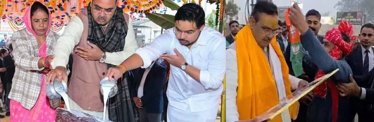 मथुरा : नववर्ष पर राजस्थान के सीएम ने किया गिरिराज का विधिवत अभिषेक, भगवान से की प्रार्थना