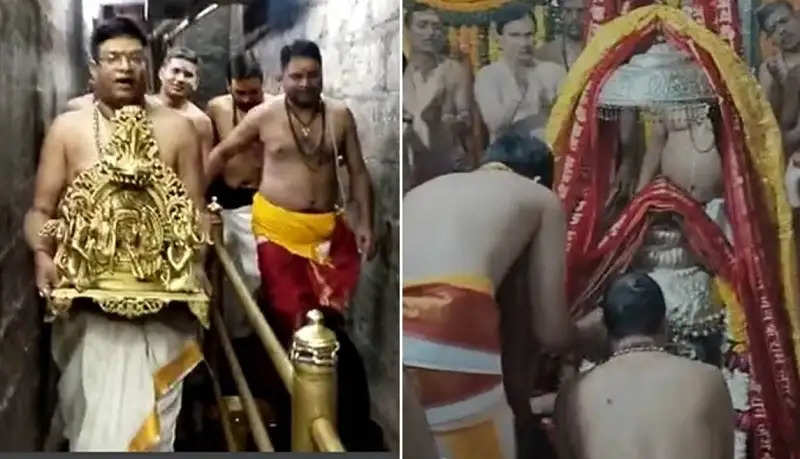 उज्जैन के महाकाल मंदिर में भस्म आरती से पहले राम दरबार की मूर्ति भी बाबा के बगल में विराजित की गई