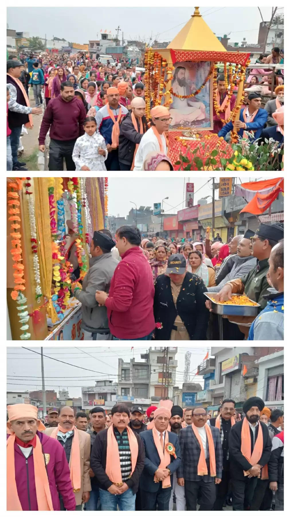 गुरु रविदास जयंती पर शहर में निकाली गई भव्य शोभायात्रा, आरएसएस स्वंयसेवकों ने की पुष्पवर्षा