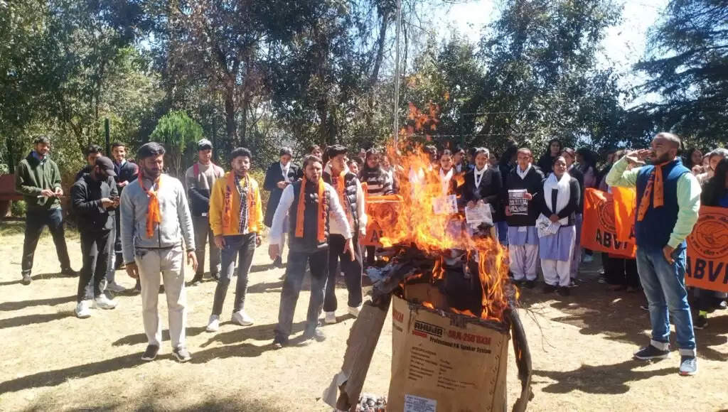 एवीबीपी ने महिला अत्याचार के खिलाफ ममता सरकार का फूंका पुतला