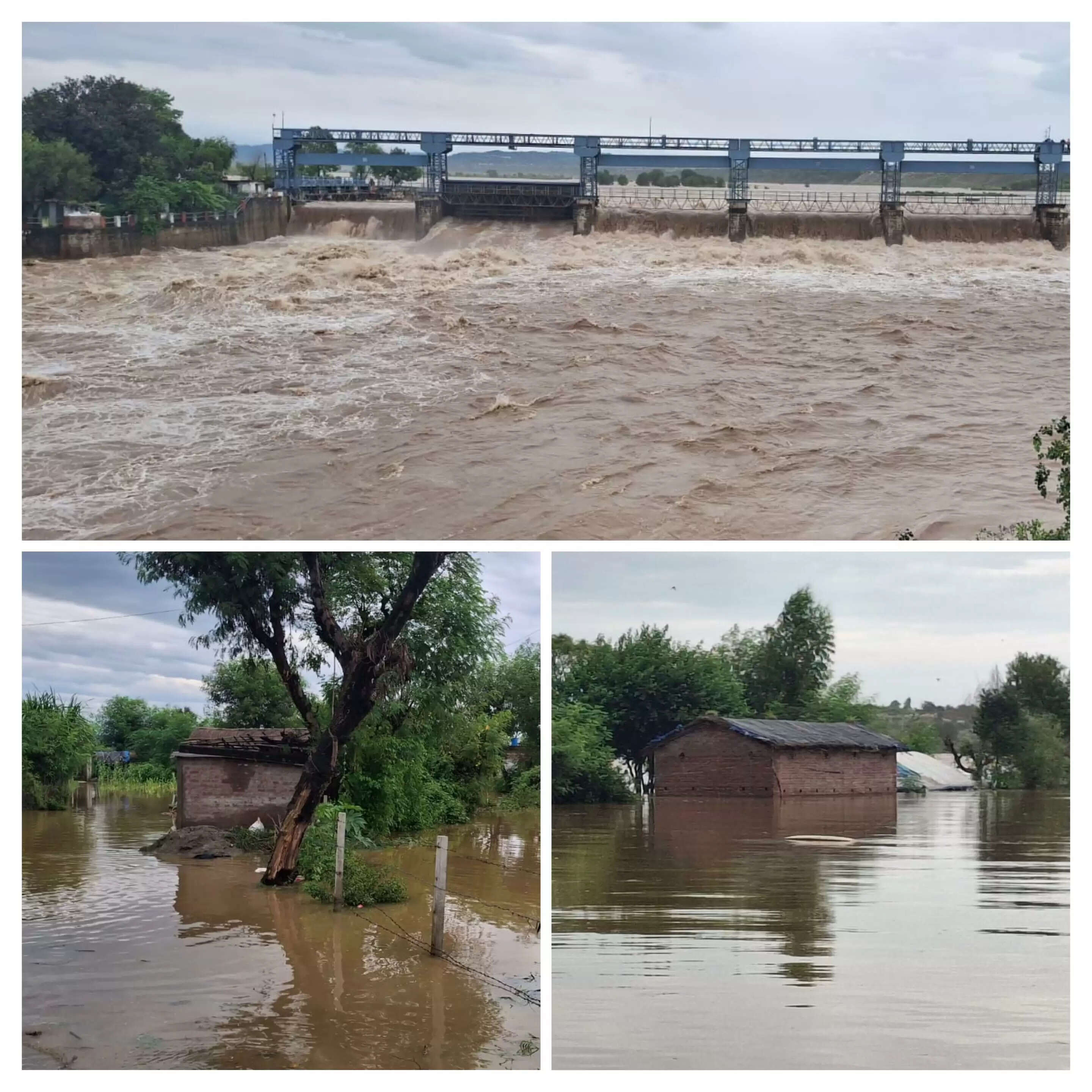 37 वर्षों के बाद रणजीत सागर डैम से छोड़ा गया हजारों क्यूसेक पानी, रावी से सटे कई इलाके जलमग्न, लोगों ने किया पलायन