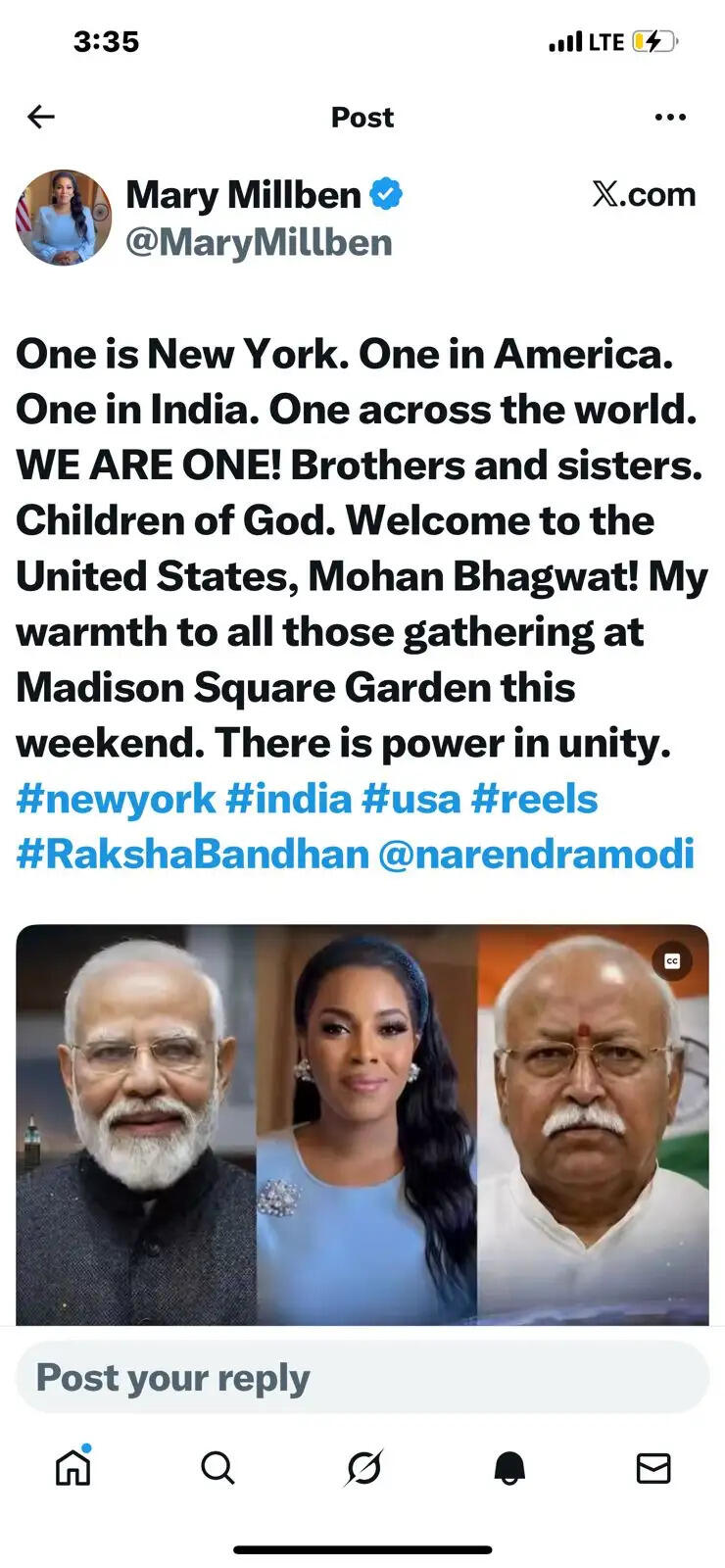 आरएसएस प्रमुख मोहन भागवत के कार्यक्रम के विरोध पर अमेरिकी गायिका मैरी मिलबेन का पलटवार