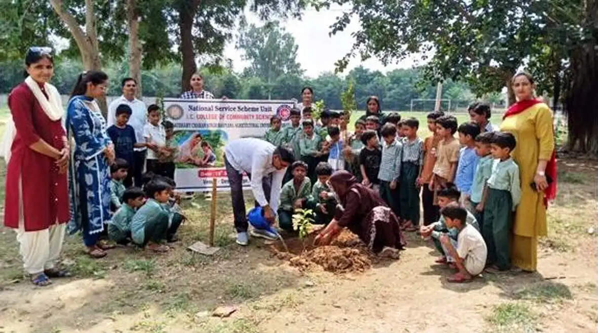 हिसार : एक पेड़ मां के नाम अभियान में लगाए पौधे