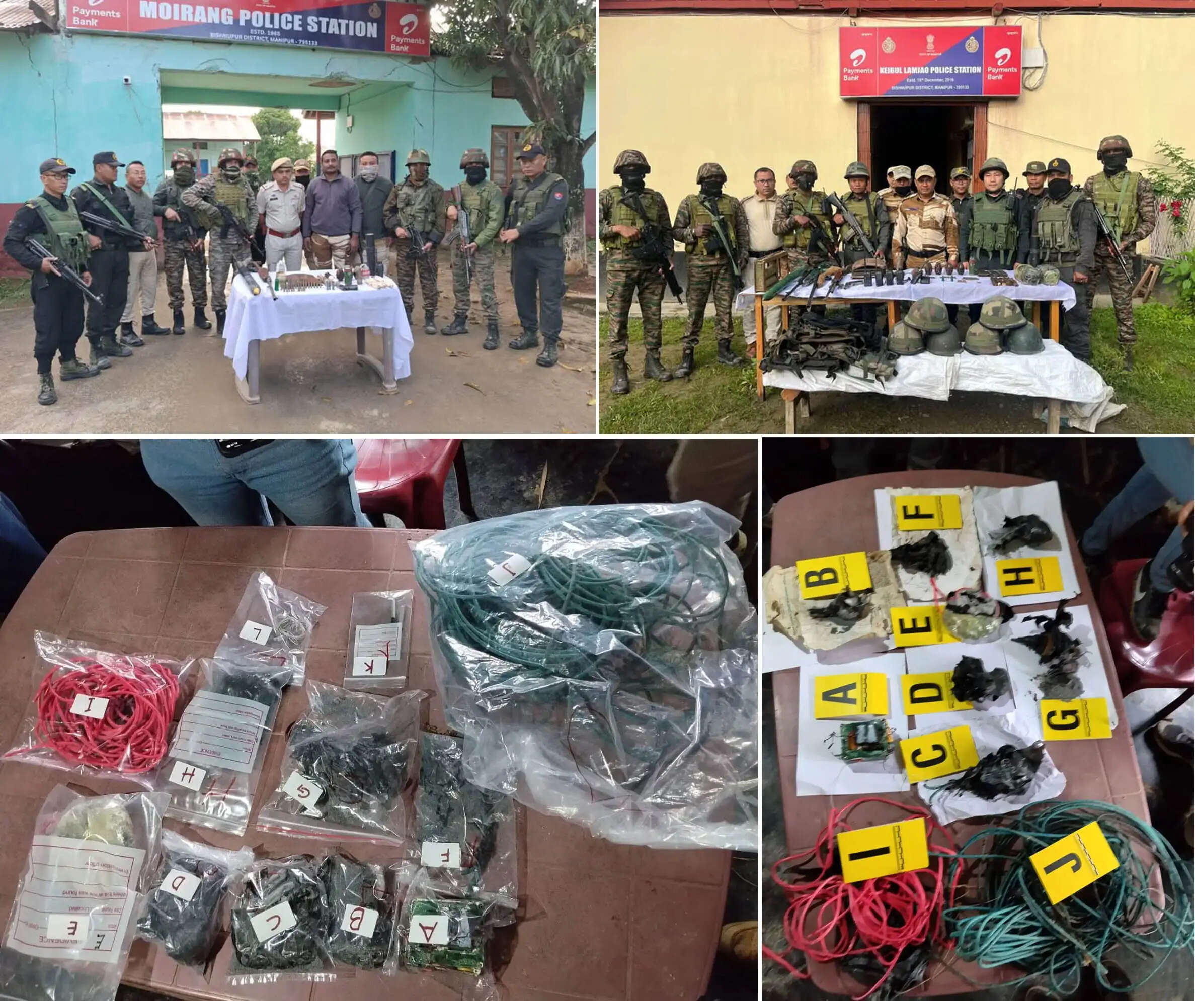 विष्णुपुर जिले के तीन थाना क्षेत्रों से भारी मात्रा में हथियार, विस्फोटक बरामद