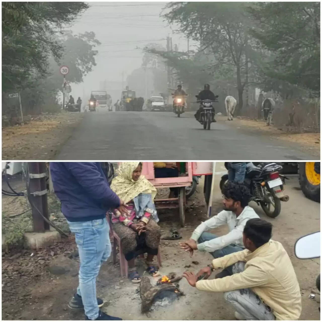 राजगढ़ः शीतलहर से ठिठुरन बढ़ी, लोगों ने लिया अलाव का सहारा