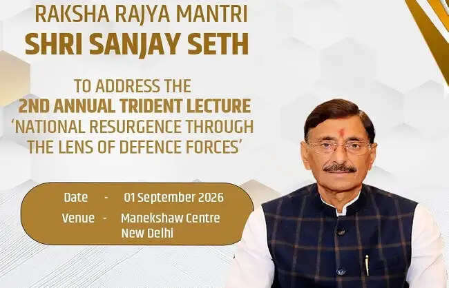 राष्ट्र निर्माण में अगली पीढ़ी की क्षमताओं के इस्तेमाल पर जोर, रक्षा राज्य मंत्री संजय सेठ करेंगे ‘ट्राइडेंट व्याख्यानमाला’ का उद्घाटन