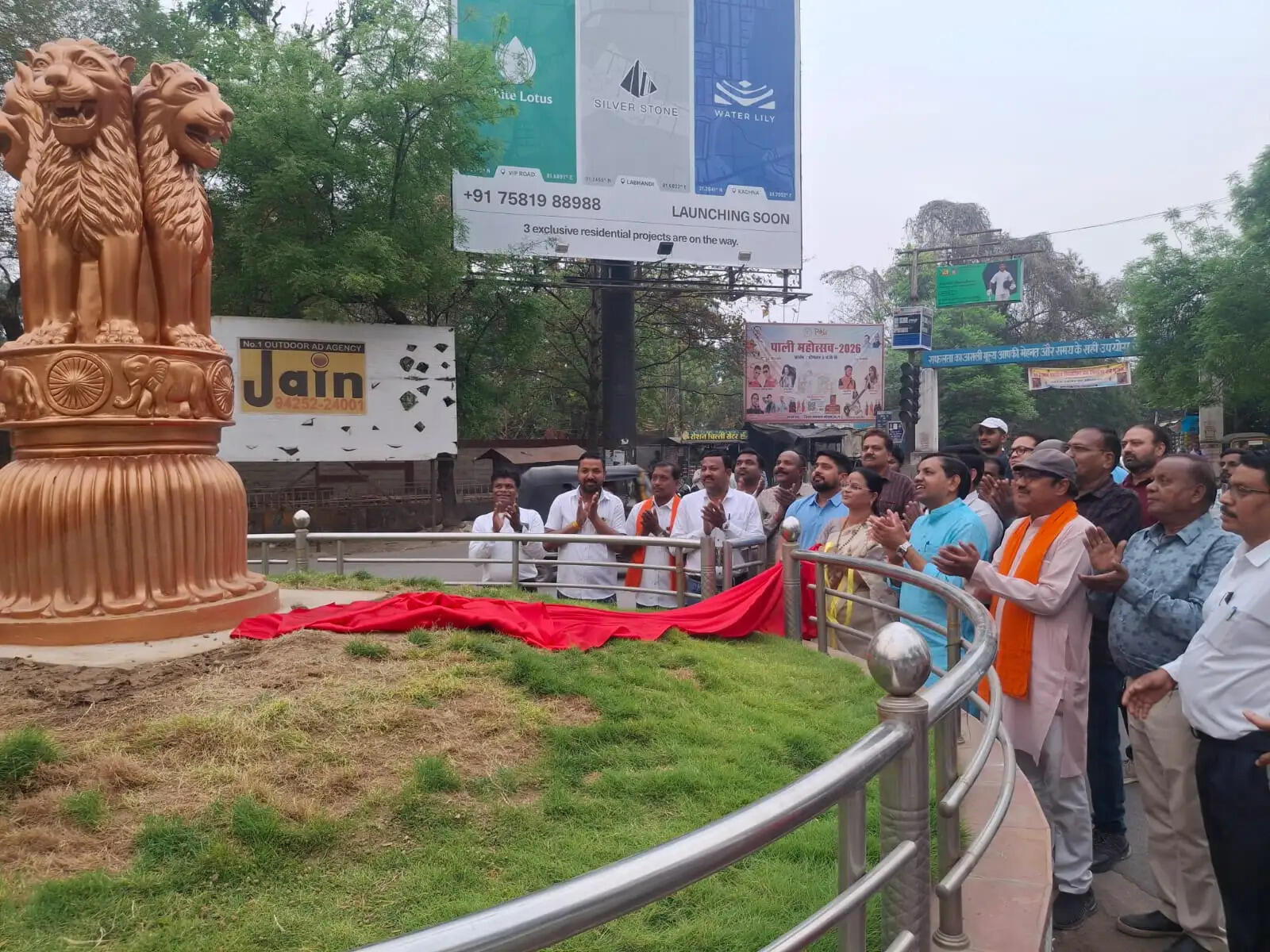 कोरबा शहर सौंदर्यीकरण के तहत तानसेन चौक में अशोक स्तंभ का लोकार्पण