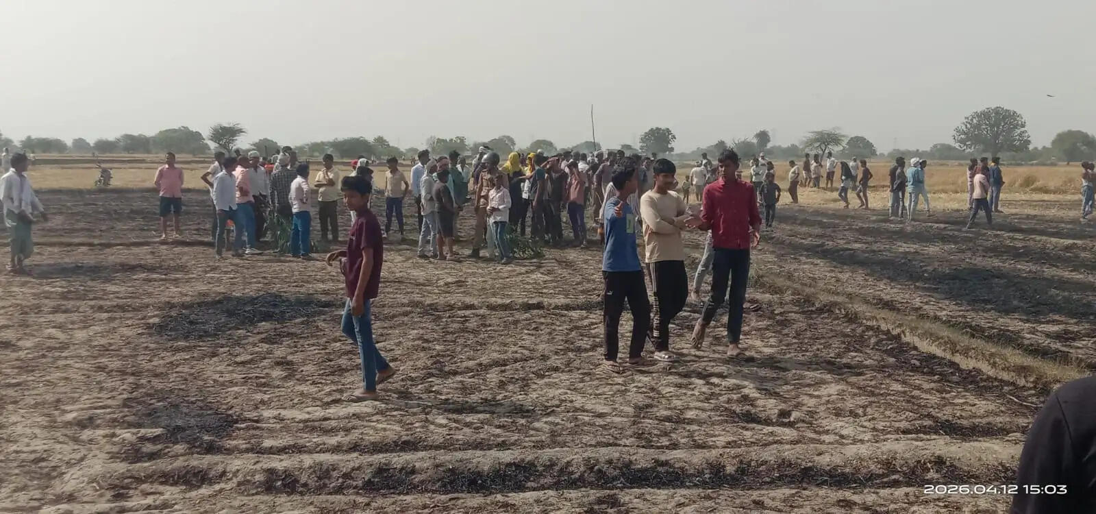 औरैया में आग से जलकर 24 बीघा गेहूं की फसल राख