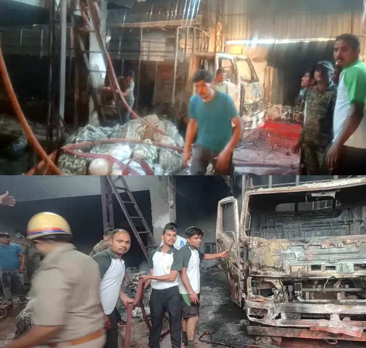 दोना-पत्तल बनाने वाली फैक्ट्री में भीषण आग, लाखों का माल हुआ राख