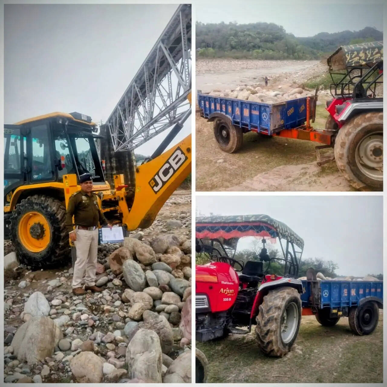 अवैध खनन के विरुद्ध नूरपुर पुलिस की कार्रवाई, जेसीबी सहित 4 वाहन जब्त