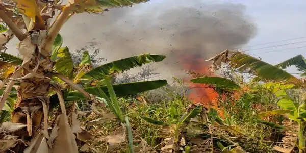 छाती के खेत व बाड़ियों में लगी आग, किसानों को भारी नुकसान