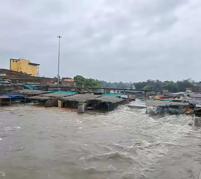 लगातार हो रही बारिश से दामोदर-भैरवी नदी में आया उफान