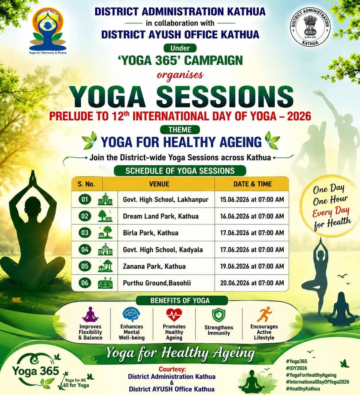 योग 365 अभियान-अंतरराष्ट्रीय योग दिवस 2026 से पहले कठुआ में योग सत्रों की श्रृंखला शुरू