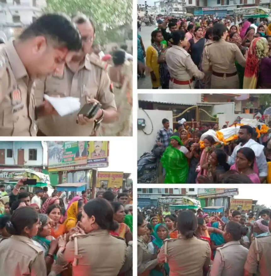 एनकाउंटर में ढेर हुए कमलेश चौधरी का शव देख बौखलाए ग्रामीणों ने पुलिस फोर्स पर किया&nbsp;पथराव