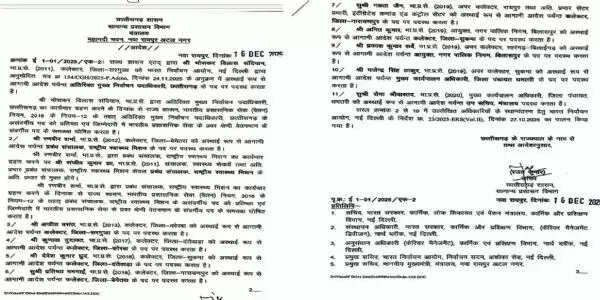 छत्तीसगढ़ में 11&nbsp;आईएएस&nbsp;का तबादला,&nbsp;भोसकर विलास बनाए गए अतिरिक्त मुख्य निर्वाचन अधिकारी
