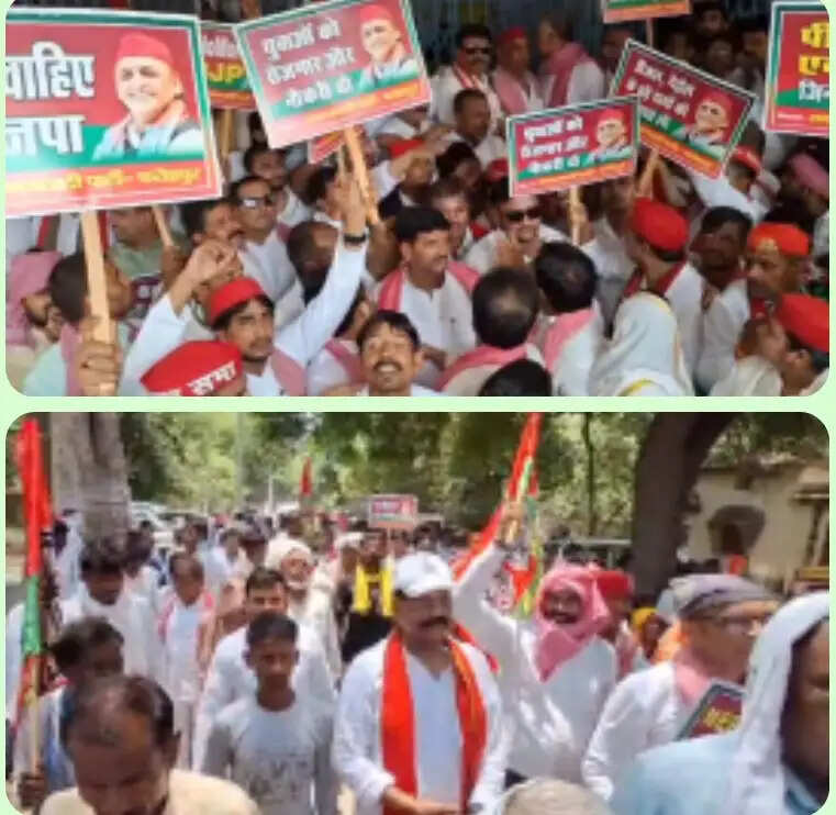 सरकार की जनविरोधी नीतियों के खिलाफ सपा का प्रदर्शन