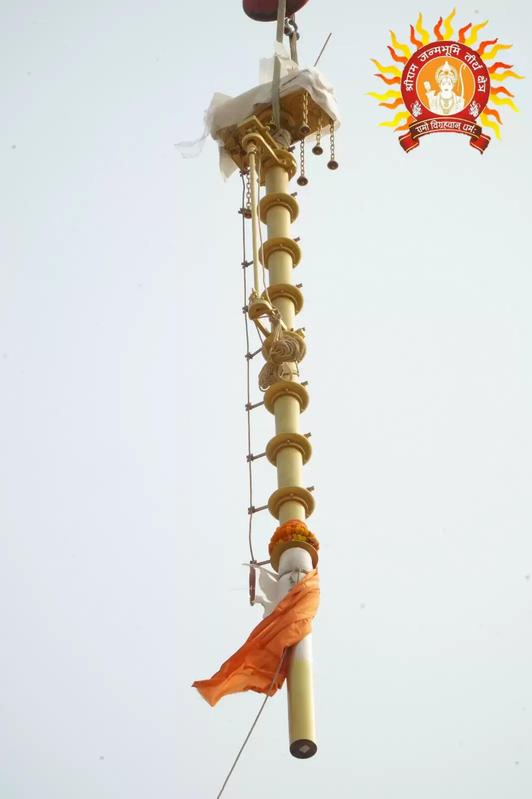 राम जन्मभूमि के श्रीगणेश मन्दिर पर शिखर कलश और ध्वज दंड स्थापित