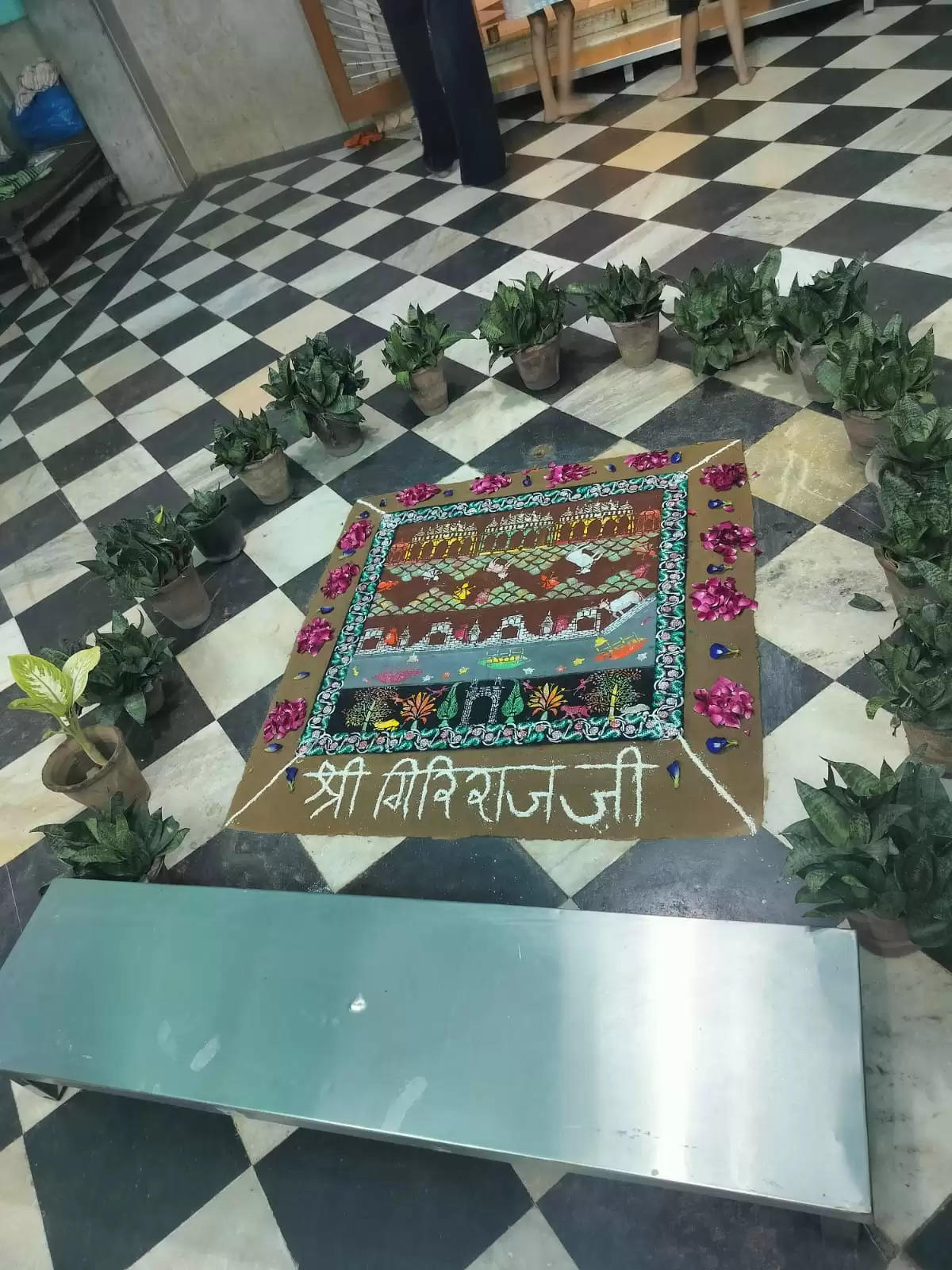 लाड़लीजी मंदिर में बिखरे सांझी के रंग