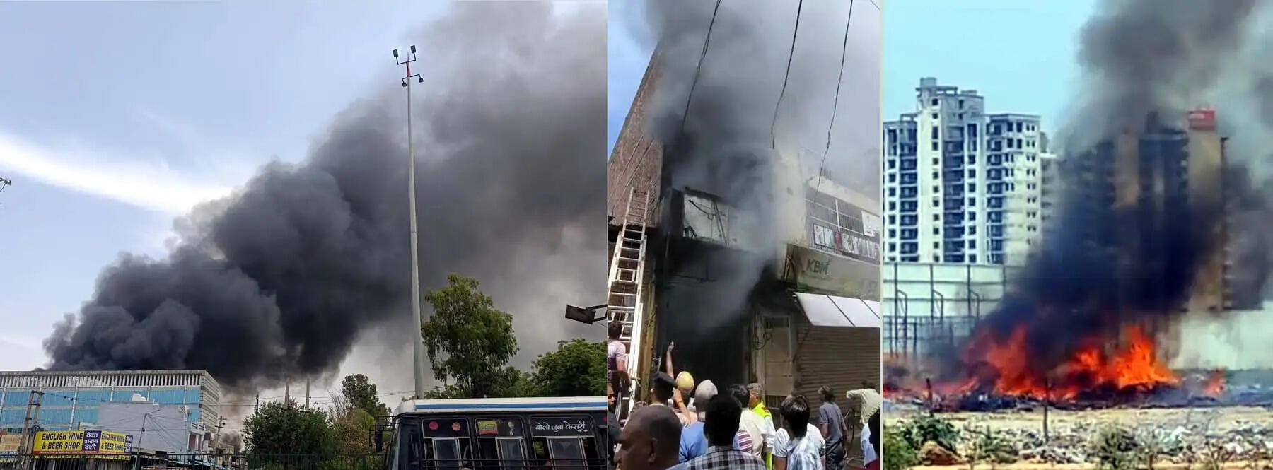 गुरुग्राम में रविवार को रहा आग का तांडव, कई स्थानों पर हुई आगजनी