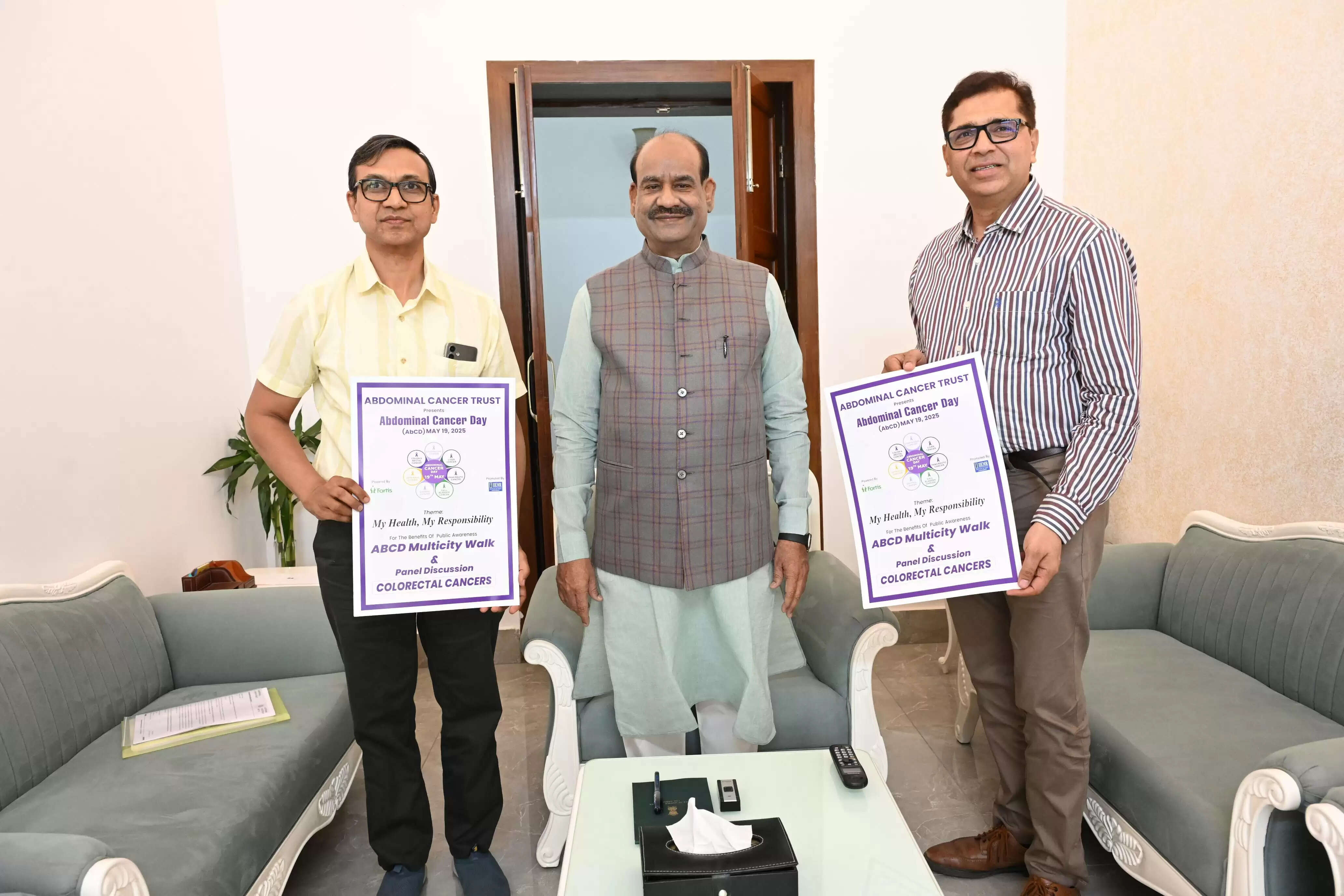 लोकसभा अध्यक्ष ओम बिरला ने किया एब्डोमिनल कैंसर डे का पोस्टर लॉन्च