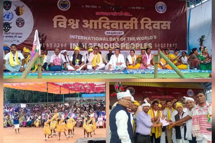 बीजापुर में विश्व आदिवासी दिवस के आयाेजन में बड़ी संख्या में आदिवासी समाज हुआ शामिल