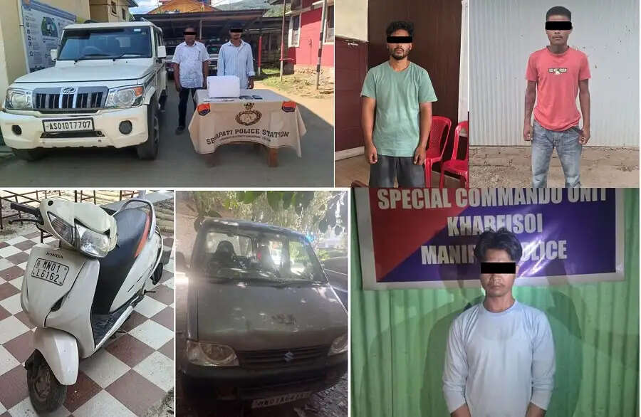 मणिपुर में तीन उग्रवादी गिरफ्तार, मादक पदार्थ और चोरी के वाहन बरामद