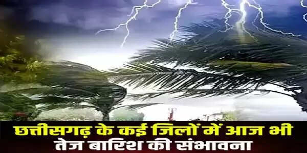 छत्तीसगढ़&nbsp;के&nbsp;कई&nbsp;&nbsp;जिलाें&nbsp;में&nbsp;आज&nbsp;आंधी-तूफान&nbsp;और&nbsp;बारिश&nbsp;की&nbsp;संभावना