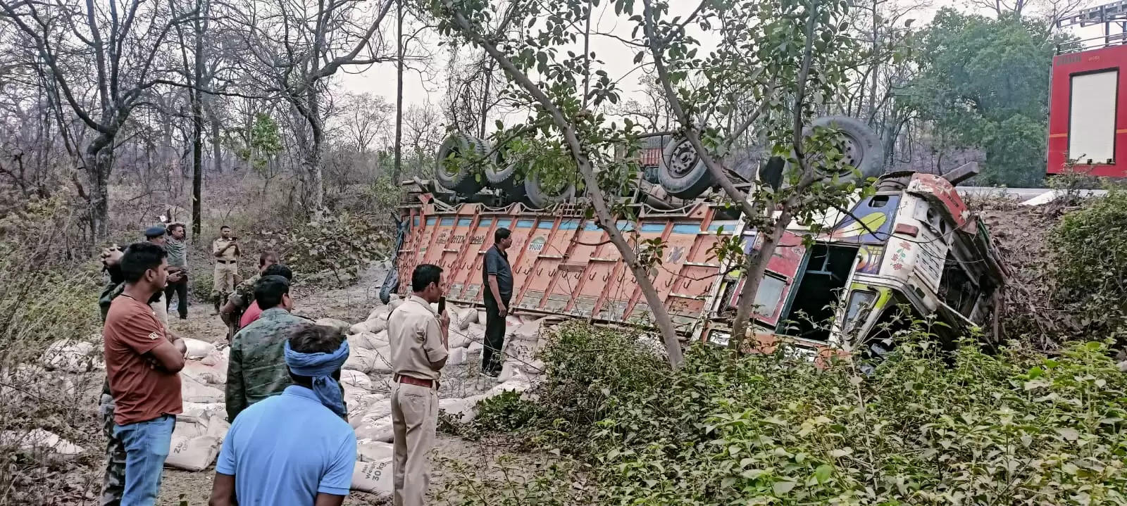 दाल लदा ट्रक खाई में गिरा, चालक की मौत