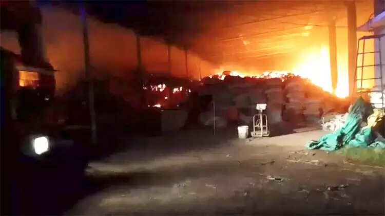 राइस मिल में लगी भीषण आग, लाखाें का नुकसान