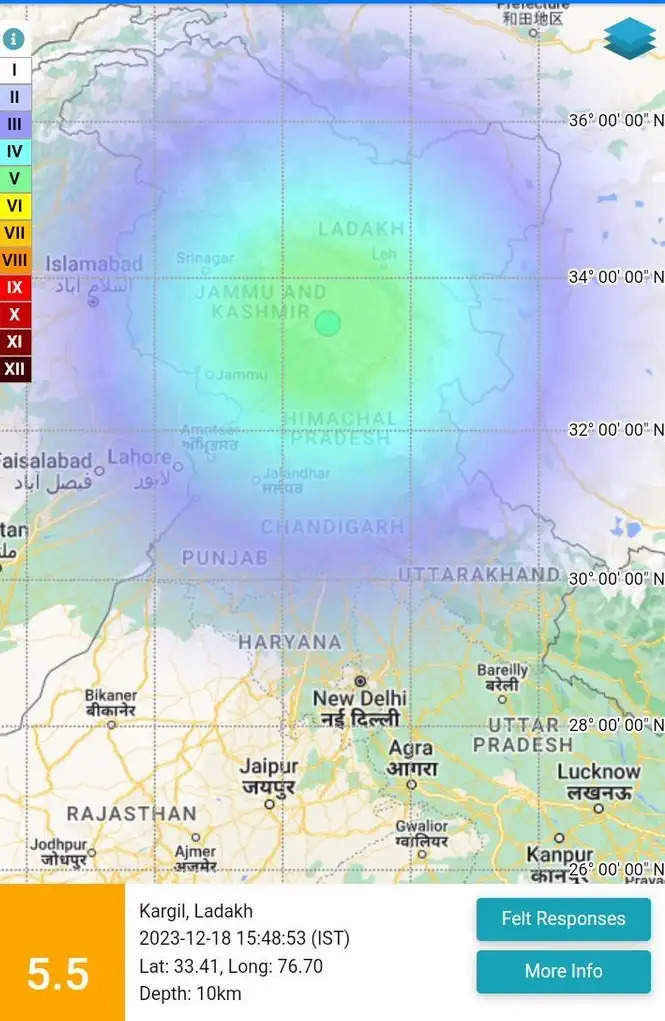 जम्मू-कश्मीर और लद्दाख में भूकंप के झटके, तीव्रता 5.5 मापी गई